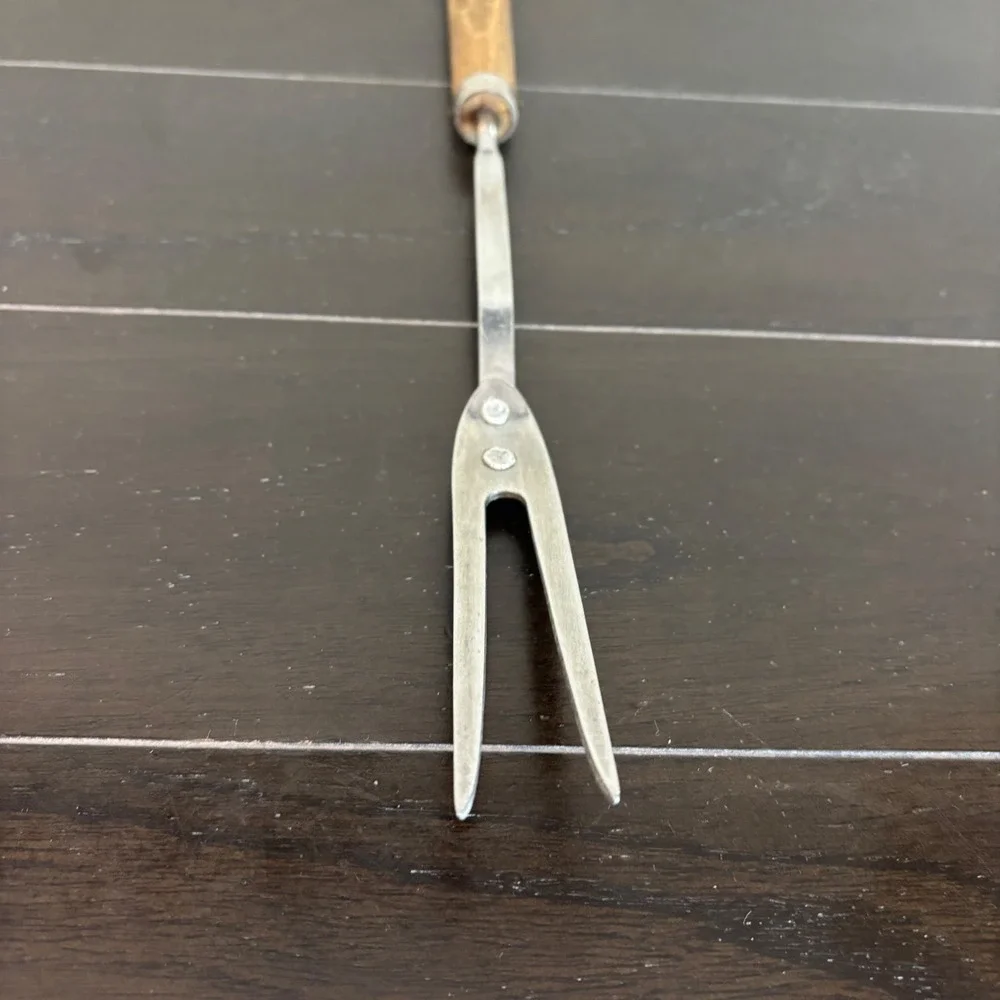 Vintage | Stainless Steel Meat Carving Fork | Wood‎ Handle | Japan 14.5